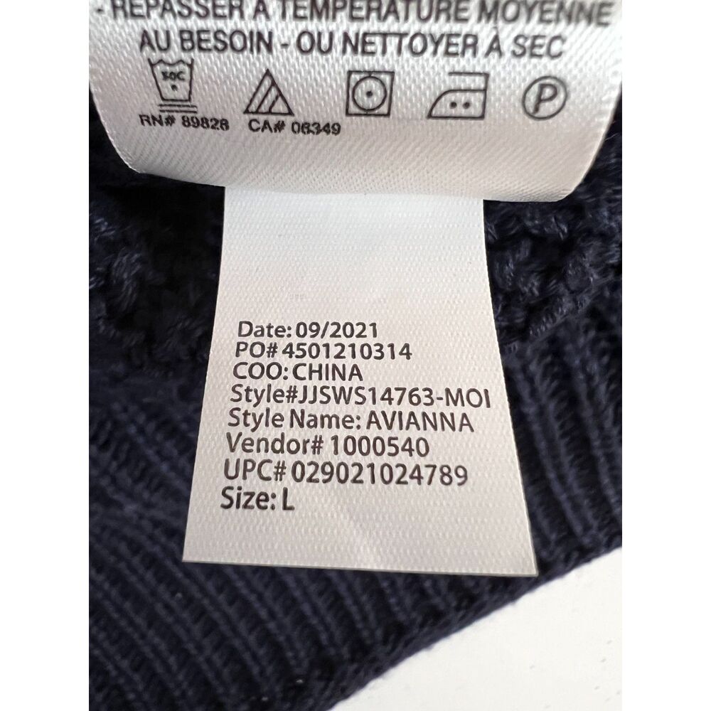 Jessica Simpson Avianna Sweater Ribbed Mock Neck Pullover Navy Blue Women's L - Picture 6 of 9